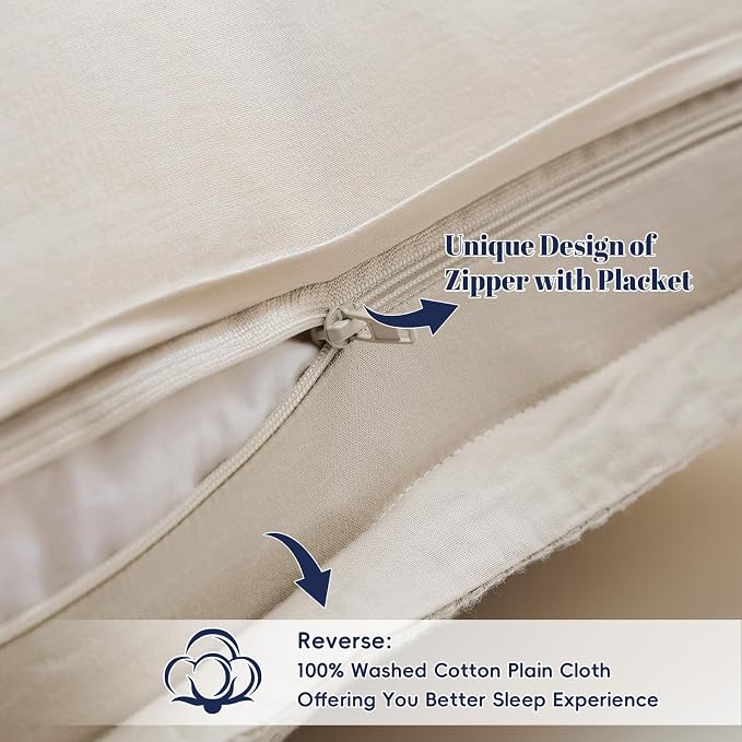 PHF 100% Cotton Ruffle Waffle Weave Euro Sham Covers, 2 Pack 26" x 26" Bed Pillow Covers for Elegant Home Decor, No Filling, Luxury Aesthetic Euro Pillow Cases for Bed, Oatmeal
