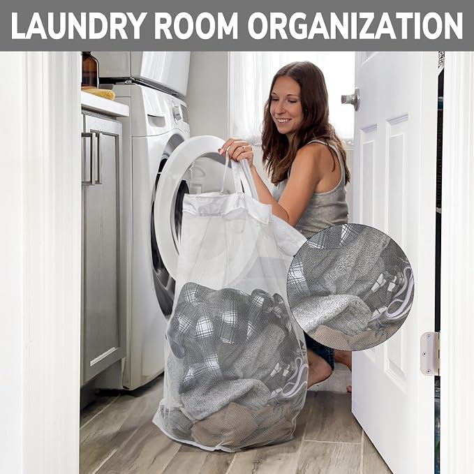 Goodpick 2-Pack Rolling Laundry Basket with Wash Bag, Hamper for Dorm, 75L | Laundry Hamper with Wheels & Handles for Dirty Clothes, Clothes Hamper, Dorm Room Essentials, Black & White