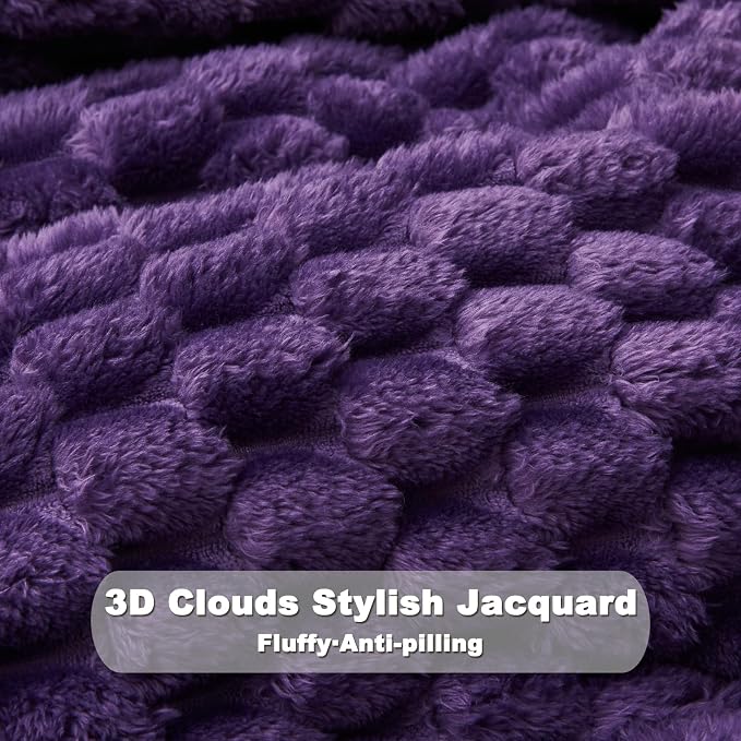NEWCOSPLAY Fleece Clouds Cozy Twin Blanket for Couch, Purple, 60"x80" | Premium Silky Flannel Blanket, Soft Lightweight Fluffy Throw Blanket for Bed Sofa Decor, Gift for All Season Use