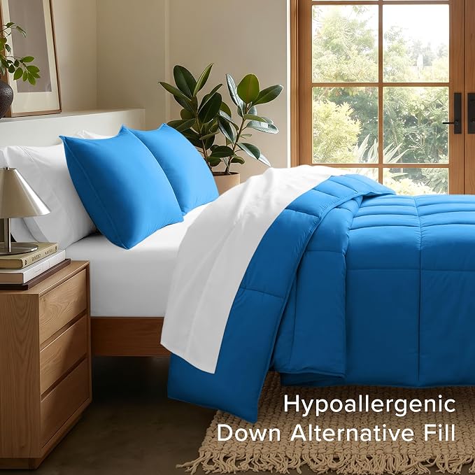 Bare Home Comforter Set - 1800 Ultra Soft (Twin/Twin XL, Medium Blue) | All-Season, Breathable, Hypoallergenic, Premium 1800, Warm, Cozy