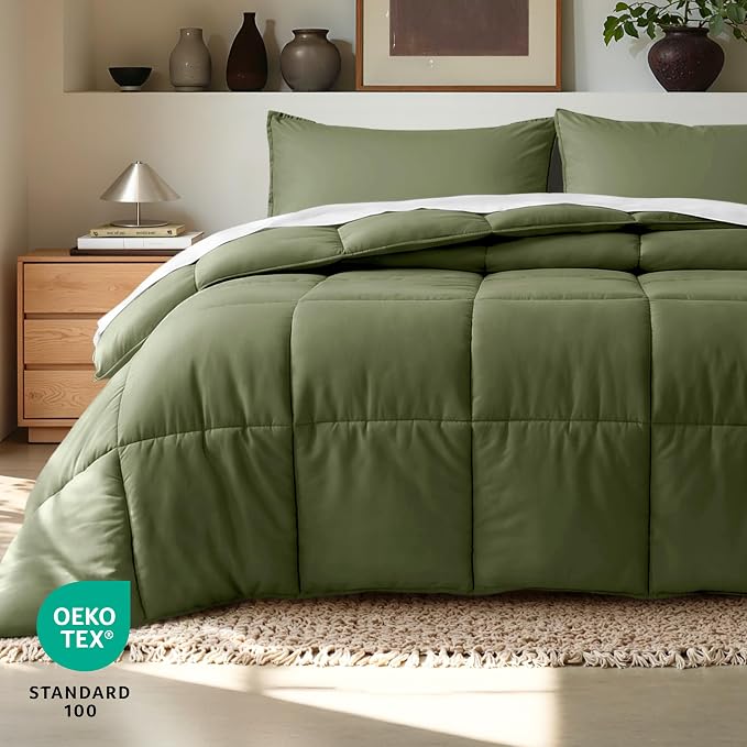 Bare Home Comforter Set - 1800 Ultra Soft (California King, Cypress) | All-Season, Breathable, Hypoallergenic, Premium 1800, Warm, Cozy