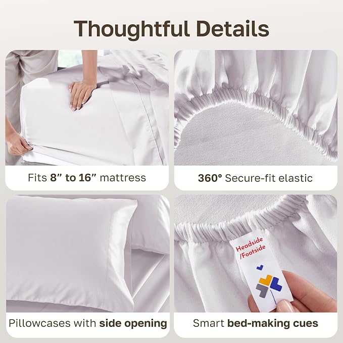 California Design Den 100% Cotton Sateen Full Size Bed Sheets Set | Soft 500 Thread Count Backed by Good Housekeeping Seal, 16" Deep Pocket, All-Around Elastic, Durable, Easy Care - Pale Orchid