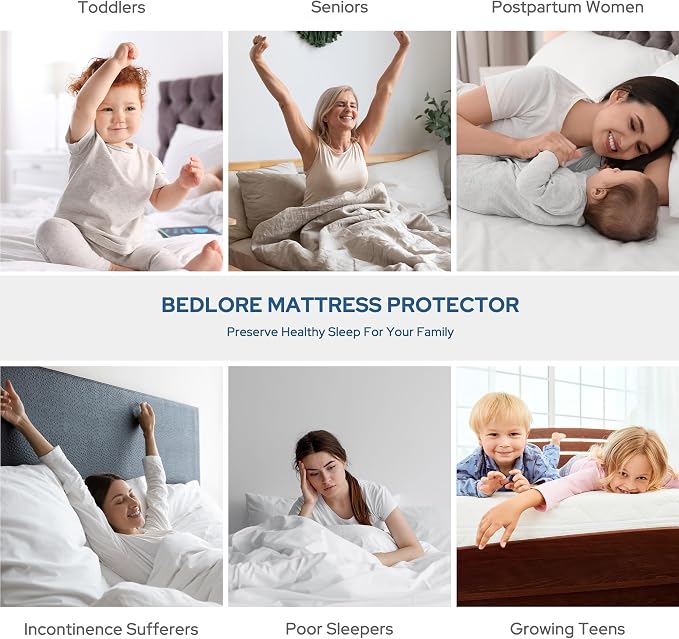 BEDLORE Waterproof Mattress Protector, Twin XL Size Mattress Pad | Deep Pockets Fit 6"-15" Mattresses, Soft Breathable Dirt-proof Bed Mattress Cover for Bedroom, College Dorm (Black)