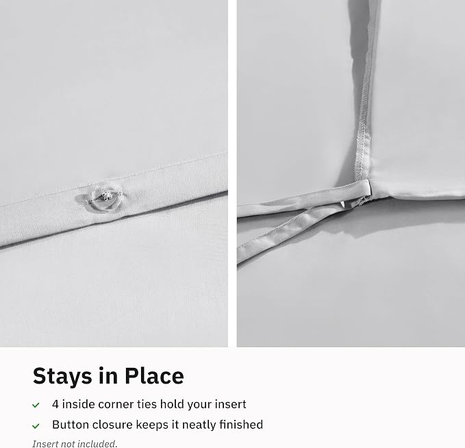 California Design Den Luxury King Size Duvet Cover Set, Silver | Soft 400 Thread Count 100% Cotton Sateen Backed by GH Seal, Duvet Cover & Pillow Sham 3 Pc Set, Button Closure & Corner Ties