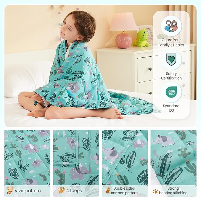 Weighted Blanket - 10 lbs Green Bush Heavy Blanket - Small Size Breathable Lap Blanket(50"x60", 10 lbs)