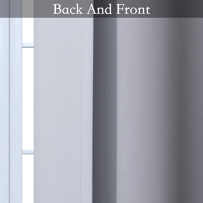SimpleHome Ombre Black to Grey White Curtains for Living Room 52Wx96L | Room Darkening Curtains for Bedroom,Gradient Light Blocking Curtain,Thermal Insulated Grommet Window Drapes,2 Panels,96 Inch