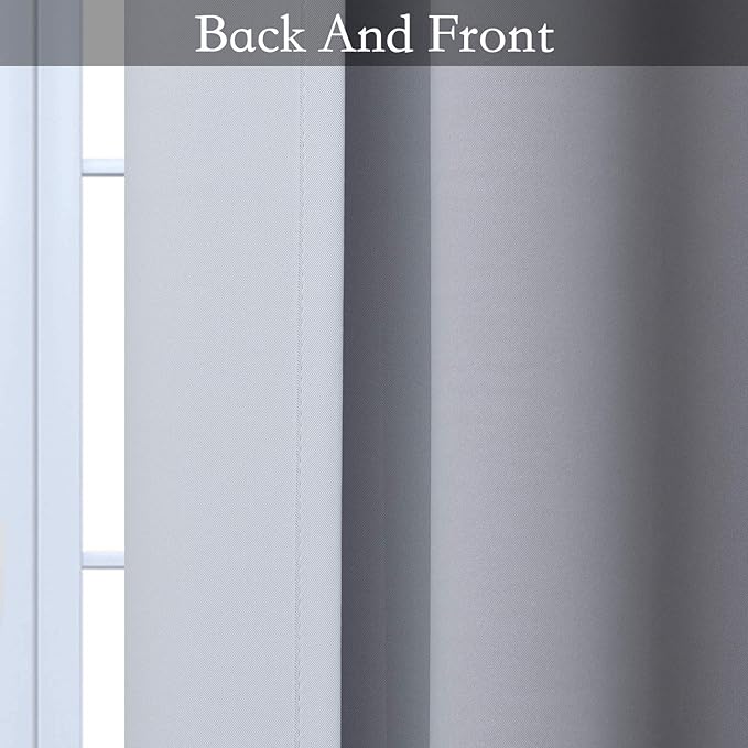 SimpleHome Ombre Black to Grey White Curtains for Living Room 42Wx63L | Room Darkening Curtains for Bedroom,Gradient Light Blocking Curtain,Thermal Insulated Grommet Window Drapes,2 Panels,63 Inch