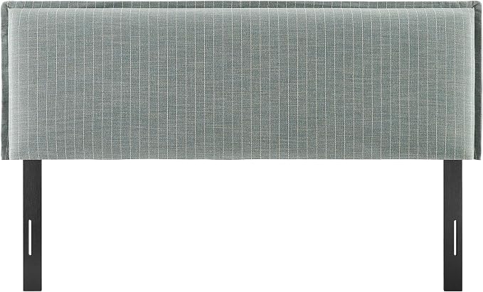 Modway Camille Full Size Striped Linen Blend Pinstripe Headboard with Removable Slipcover – in Spa Blue Stripe - Padded Pillow Style Headboard with Adjustable Mounting for Full Beds