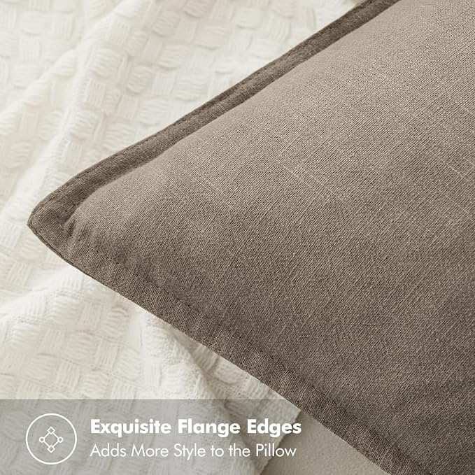 MIULEE Decorative Linen Pillow Covers 20x20 Inch Tan Taupe | Boho Farmhouse Neutral Couch Throw Pillows for Bed, Pack of 2 Accent Modern Pillowcases, Sofa Livingroom Home Decor