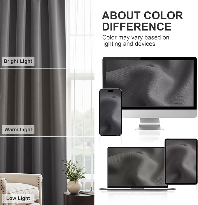 PONY DANCE Grey Short Window Curtains for Kitchen 30 inch Long, 2 Panels Set Half Window Drapes for Bedroom Basement, Blackout Small Curtains for Travel Trailers, Width 42 x Length 30 inches