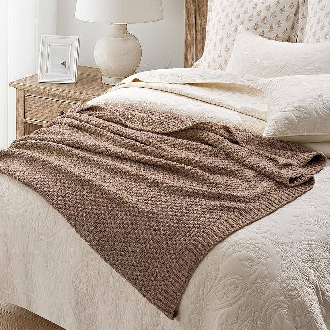 EVERGRACEHOME Chunky Chenille Knit Throw Blanket, 60 x 80, Rosewood | Sculpted Moss Stitch, Chic Modern Farmhouse, All-Season Warmth, OEKO-TEX® Certified, Elegant Blanket for Couch, Bed, Sofa