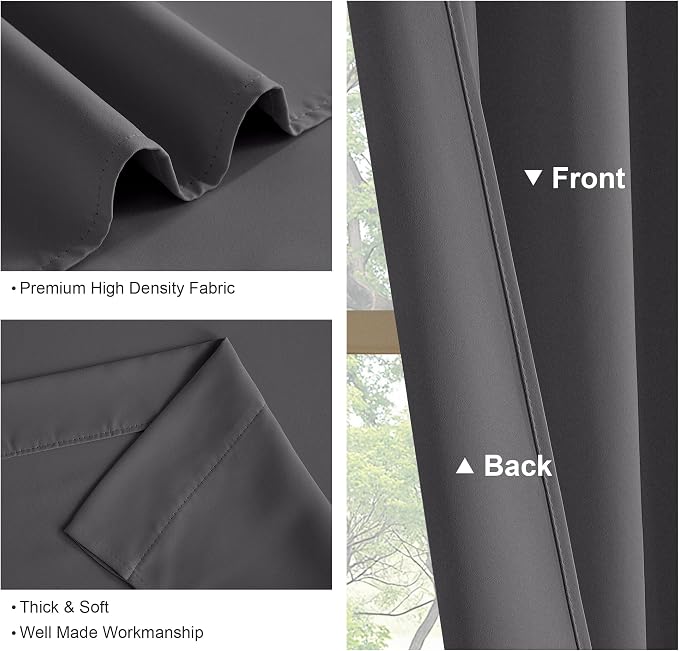 PONY DANCE Blackout Curtains 80 inches Long 2 Panels Set for Bedroom, Thermal Insulating Privacy Curtains & Drapes for Doorway Temporary Door Alternative Accordion Door, W 42 x L 80, Gray
