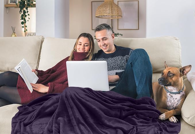Utopia Bedding Ultra Soft Fleece Bed Blanket Full Size Purple (90x84 Inch) | Microfiber Plush Warm Lightweight Breathable Cozy Blanket Anti-Static, All Season Use, Gift for Women and Men