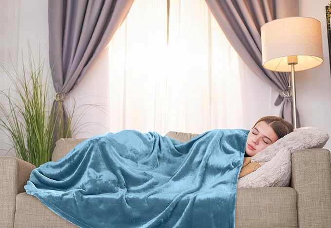 Utopia Bedding Soft Fleece Bed Blanket Twin Size Washed Blue (60x80 Inch) | Microfiber Plush Warm Lightweight Breathable Cozy Blanket Anti-Static, All Season Use, Gift for Women and Men