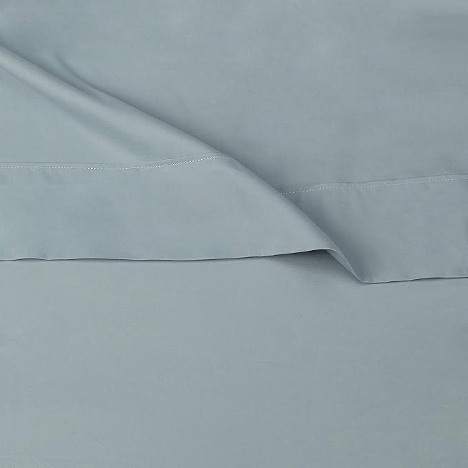 Amazon Basics Lightweight Breathable Super Soft Wrinkle-Free Easy Care Brushed Microfiber 4 Piece Bed Sheet Set with 14-Inch Deep Pockets, Queen, Spa Blue, Solid