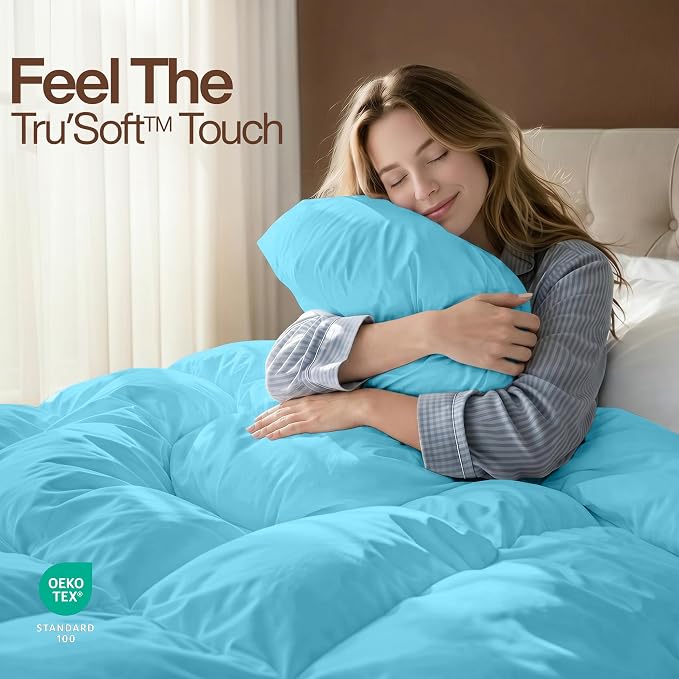 Utopia Bedding Comforter King Size, Duvet Insert, Aqua, 90 x 102 Inches | Soft and Fluffy Down Alternative Bed Comforter, All Season, Breathable, Corner Tabs, Box Stitched, Durable, Machine Washable