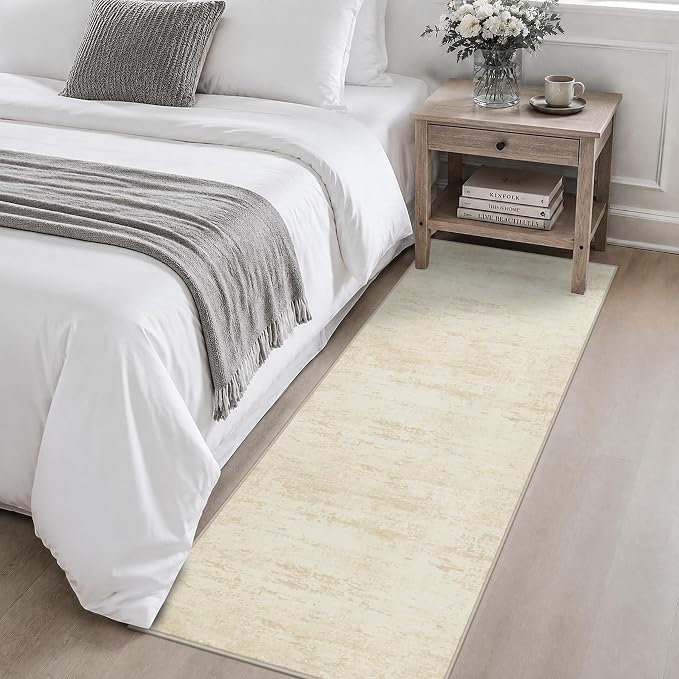 2x6 Washable Runner Rug：Modern Abstract Kitchen Soft Carpet Beige | For Hallway, Bedroom, Kitchen, Laundry, Bathroom,Door Mat,Modern Abstract,Machine washable,Non-Slip,Stain Resistant,Indoor