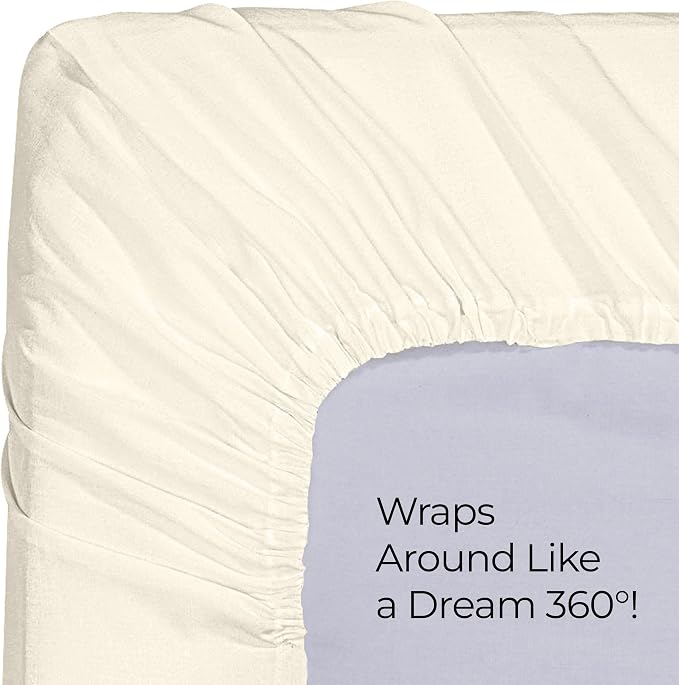 Queen Fitted Sheet, Ultra Soft Fits Up to 16 Inch Deep Pocket, Ivory | Hotel Comfort, Cooling & Breathable Cotton like Polyester, Easy Fit, Wrinkle & Fade Resistant, Snug Fit, Easy Care, Oeko-Tex