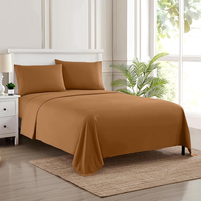 California King Sheet Sets - Breathable Luxury Sheets with Full Elastic & Secure Corner Straps Built In - 1800 Supreme Collection Cal King Deep Pocket Bedding Set, Sheet Set, California King, Mocha