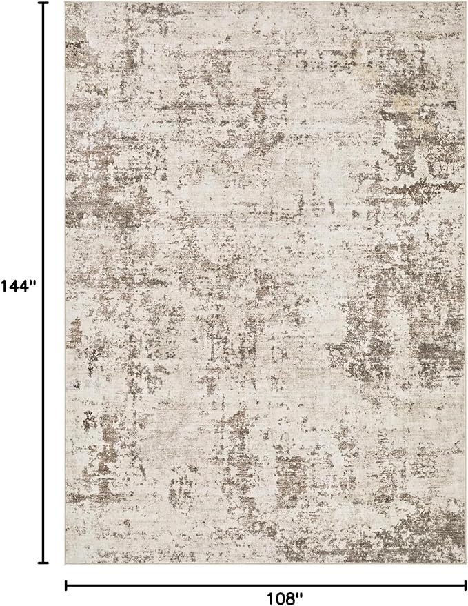 UERMEI 9x12 Area Rug Living Room Rugs - Washable Neutral Modern Abstract Soft Thin Large Rug Indoor Floor No Slip Rug Carpet for Bedroom Under Dining Table Home Office Decor - Dark Brown