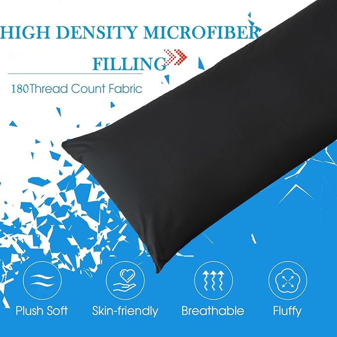 SHOUREN Large Body Pillow,Long Bed Pillow for Adults,20x54in | Breathable,sweat-absorbing,skin-friendly,medium firmness for side sleepers,multiple application