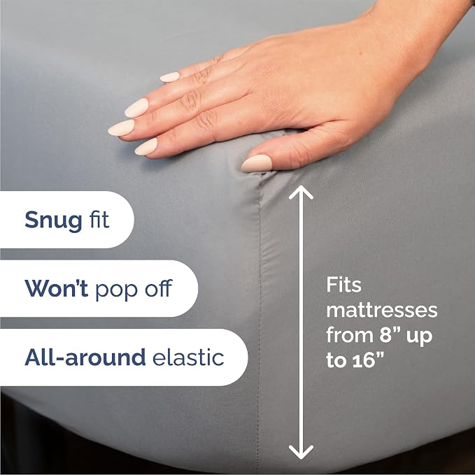 Queen Size 4 Piece Sheet Set - Breathable & Cooling Sheets - Steel Blue | Hotel Luxury Bed Sheets for Women & Men, Deep Pockets, Easy-Fit, Extra Soft and Wrinkle Free Sheets, Oeko-Tex Bed Sheet Set