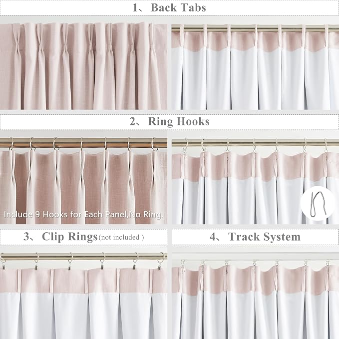 WEST LAKE Pink Bailey Pinch Pleated Full Blackout Window Curtain Panels 95 Inches Length,Modern Textured Drapes for Girls Room,Farmhouse Window Treatment for Bedroom,40" Wx95 Lx2 | Modern Textured Drapes for Girls Room,Farmhouse Window Treatment for Be...