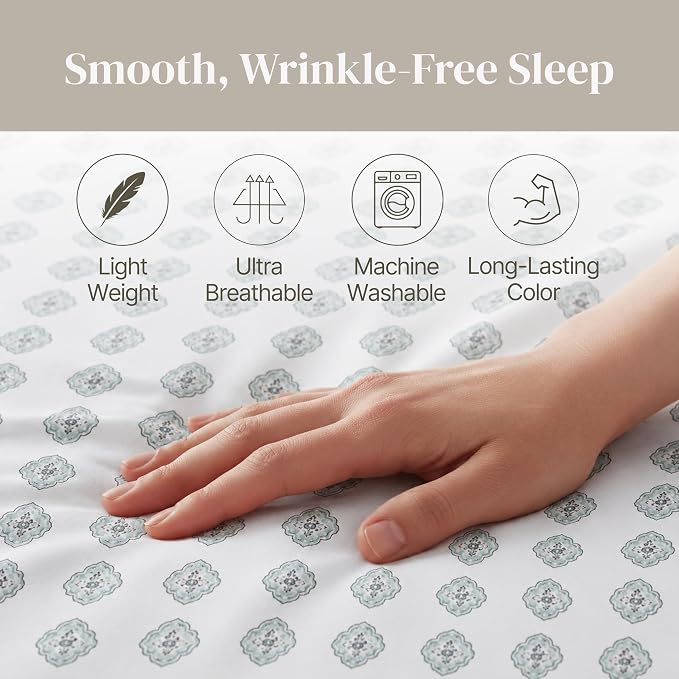 Modern Threads Printed 4-Piece Extra Soft Bedding Sheets & Pillowcase Set, Deep Pocket up to 16 inch Mattress Claire Full
