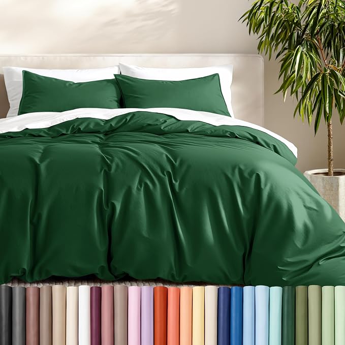Bare Home Duvet Cover Set 1800 Ultra-Soft (Twin/Twin XL, Forest Green) | Lightweight, Cooling, Breathable, Premium 1800 Ultra-Soft, All-Season