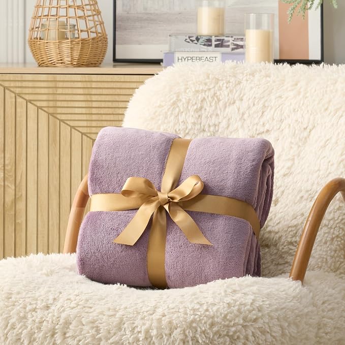 Hansleep Full Fog Purple Fleece Blanket, Soft Flannel Bed Blanket | Fuzzy Cozy Blanket 84x90 Inches, Multi-use for Bed, Sofa, Couch, Travel, Camping, All Season Warm Lightweight Cover
