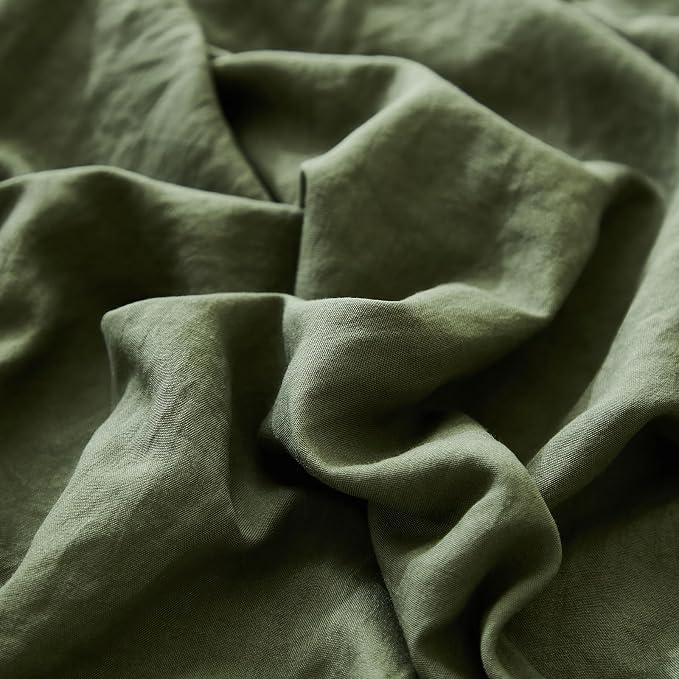 Shabby Chic Olive Green Body Pillow Cover - 20x54in Long Pillowcase with Ruffled Fringe Decor