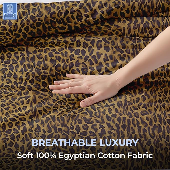 1 Pc Duvet Cover King - Cotton - Soft Premium Durable Cheetah Animal Print Comforter Cover - Zipper Closure & 7 Corner Ties- (Leopard, 104" X 94")