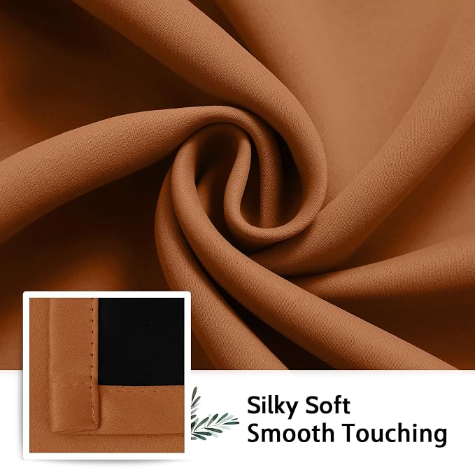 SimpleHome Orange 100% Blackout Curtains Room Darkening Living Room 84 Inch | Curtains for Bedroom,Thermal Insulated Grommet Window Drapes,Curtains for Living Room with Black Back,52 x 84 Inch,2 Panels