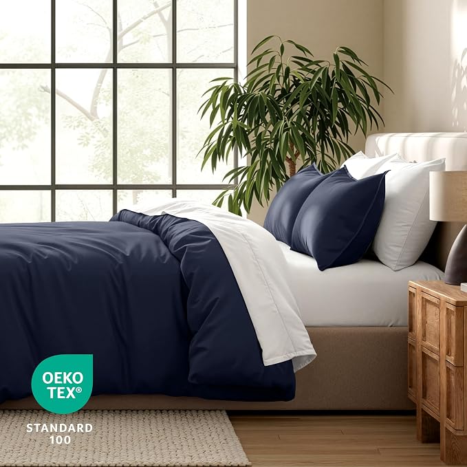Bare Home Duvet Cover Set 1800 Ultra-Soft (King, Midnight Blue) | Lightweight, Cooling, Breathable, Premium 1800 Ultra-Soft, All-Season