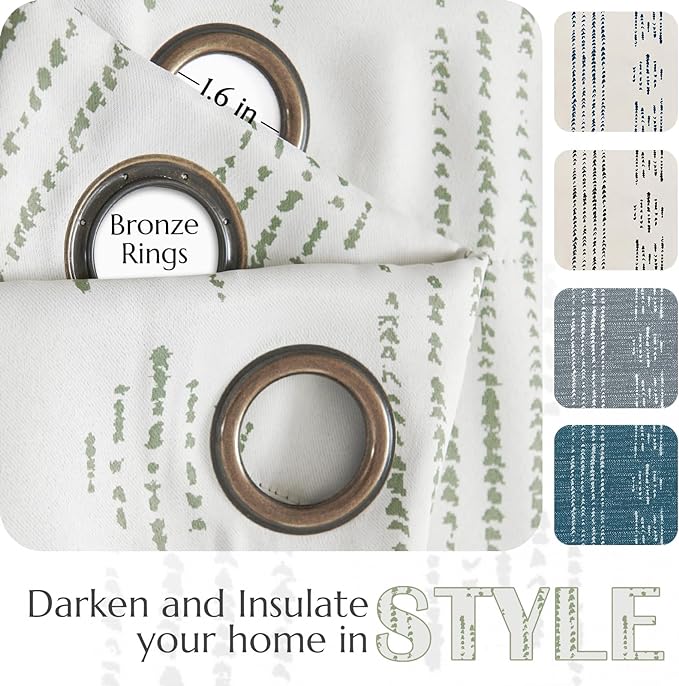 jinchan Boho Blackout Curtains 108 Inches Long for Bedroom Living Room | Sage Green on Beige Geometric Printed Grommet Curtains Room Darkening Thermal Insulated Window Treatments 2 Panels