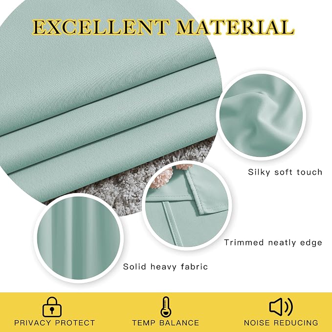 NICETOWN Aqua Blue Doorway Curtains 78 inches Long, Grommet Privacy Door Curtains Room Darkening Thermal Window Treatments for Bedroom/Living Room, 2 Panels, W52 x L78