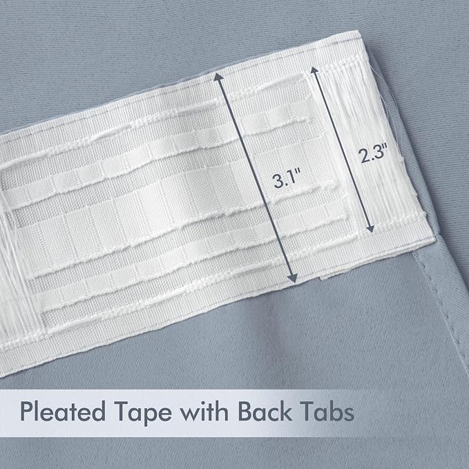MIULEE Light Blue Back Tab Blackout Curtains 52x63 Inches Long 2 Panels Set | Rod Pocket Pinch Pleated, Thermal Insulated, Room Darkening, Light Blocking, Privacy Curtains for Living Room Bedroom