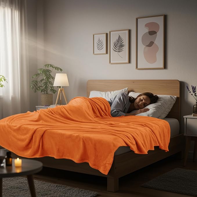 Utopia Bedding Soft Fleece Bed Blanket Queen Size Burnt Orange (90x90 Inch) | Microfiber Plush Warm Lightweight Breathable Cozy Blanket Anti-Static, All Season Use, Gift for Women and Men