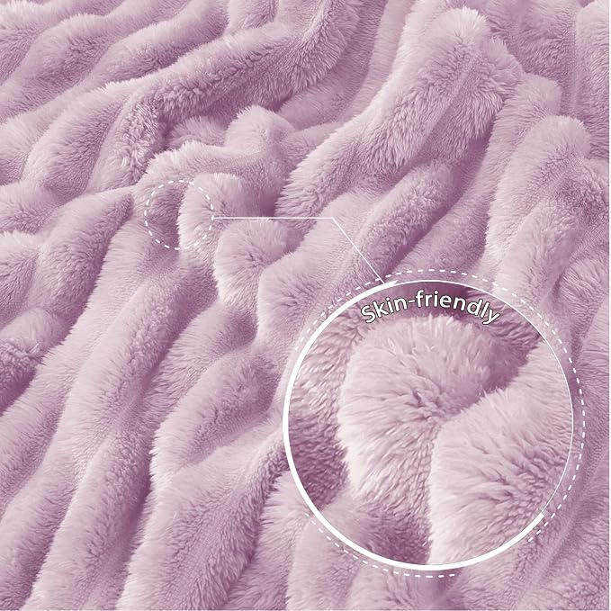 Exclusivo Mezcla Striped Twin Size Fleece Blanket for Bed, Couch, 60"x80" | Soft Breathable Cozy Bed Blankets, Lightweight Plush Fluffy Fuzzy Jacquard Decorative Blankets