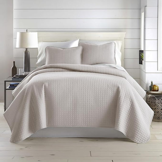 Southshore Fine Living, Inc. Full/Queen Quilt Bedding Set, Microfiber Quilts Queen Size, Coverlet, Stain & Pet Hair Resistant Bedding, Full Size Bedspread with 2 Pillow Shams, Natural Beige