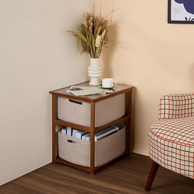 MiniArk Large Storage Baskets for Shelves, 17 x 13 x 7.5” Closet Organizers Bins for Clothes Blanket Towels, Baby Nursery, Toy Baskets Box, Woven Rope Baskets, 3 Packs Mixed Brown