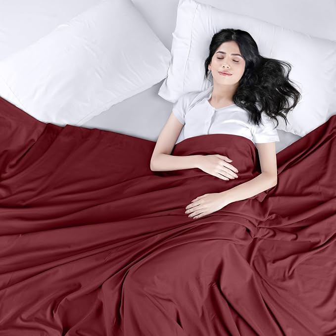 King Size Flat Sheet Only, Ultra Soft & Breathable Hotel Sheets, Burgundy | Hotel Bedding, Cooling Comfort, Smooth Feel, Wrinkle & Fade Resistant, Easy Care, Long-Lasting, Machine Washable, OEKO-TEX