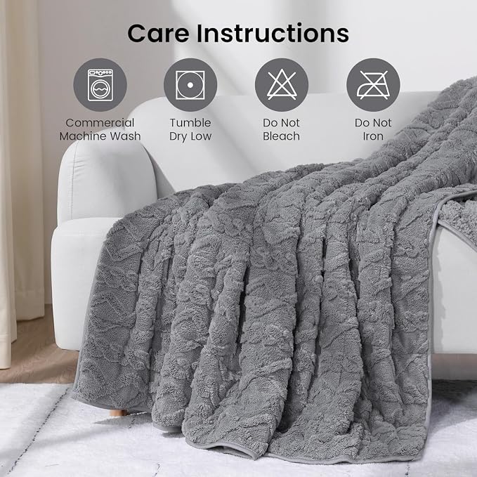 Drewin Weighted Blanket Twin Size for Adults 10lbs,Grey,48 x 72 inches | Great for Sleep Natural and Relaxing，Soft Jacquard Sherpa with Glass Beads，Cozy Heavy Throw Blankets，Machine Washable