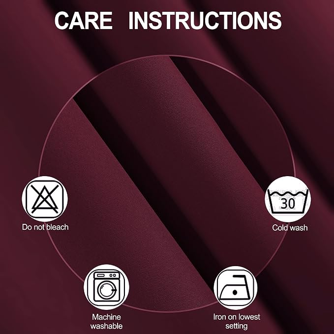 Burgundy Red Blackout Curtains 66 x 63 Inch Length/Set of 2 Curtain Panels/Thermal Insulated Room Darkening Blackout Curtains for Bedroom