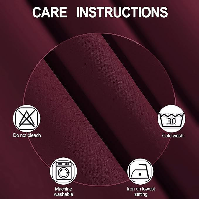 Blackout Curtains 66 x 84 inch/Burgundy Red Curtains Set of 2 Panels/Thermal Insulated Room Darkening Bedroom Curtains