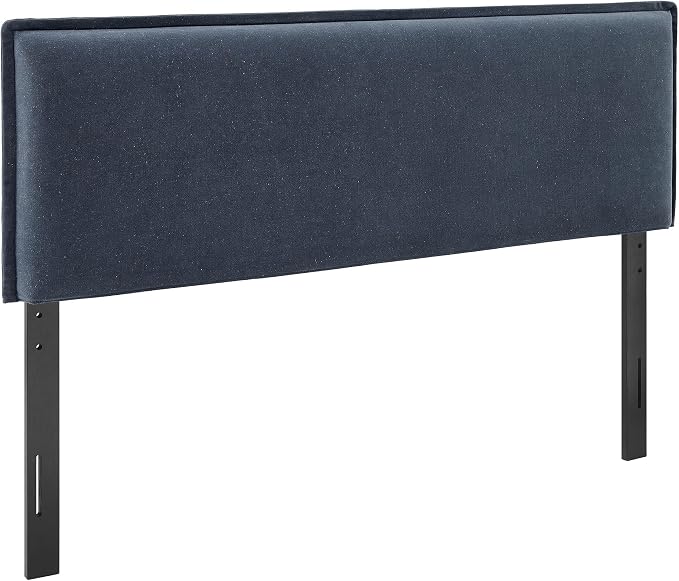Modway Camille King Size Upholstered Linen Blend Headboard with Removable Slipcover – in Denim - Padded Pillow Style Headboard with Adjustable Mounting for King Beds