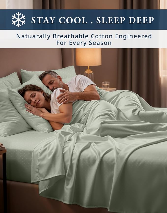 LANE LINEN Cali King Bed Sheets 100% Egyptian Cotton Sateen - Mineral | Cal King Cotton Sheets - 4-Piece Set, For Guests And Everyday Use, For A Silky Hotel-Style Bed, Guest-Ready Comfort