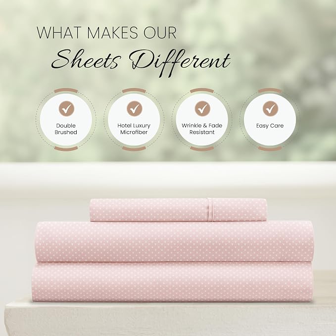 Linen Market 3 Piece Twin Bedding Sheet Set (Pink Hearts) - Sleep Better Than Ever with These Ultra-Soft & Cooling Bed Sheets for Your Twin Size Bed - Deep Pocket Fits 16" Mattress
