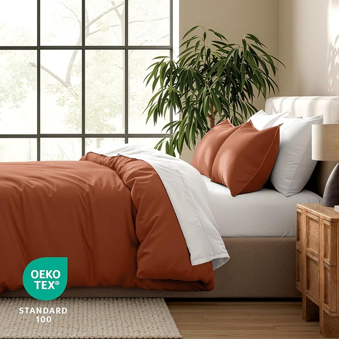 Bare Home Duvet Cover Set 1800 Ultra-Soft (King, Terracotta) | Lightweight, Cooling, Breathable, Premium 1800 Ultra-Soft, All-Season
