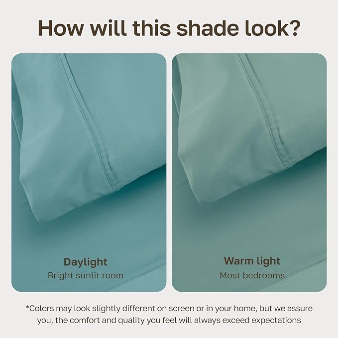 California Design Den Soft 100% Cotton Sateen Full Size Sheet Sets, Teal | 400 Thread Count Backed by Good Housekeeping Seal, 16" Deep Pocket, All-Around Elastic, Durable, Easy Care